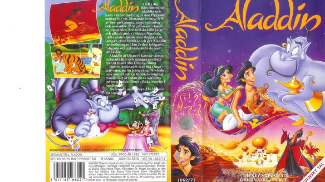 Tecknat Barn Svenska:Aladdin (1994) VHSRIPPEN (Svenska) Trailer